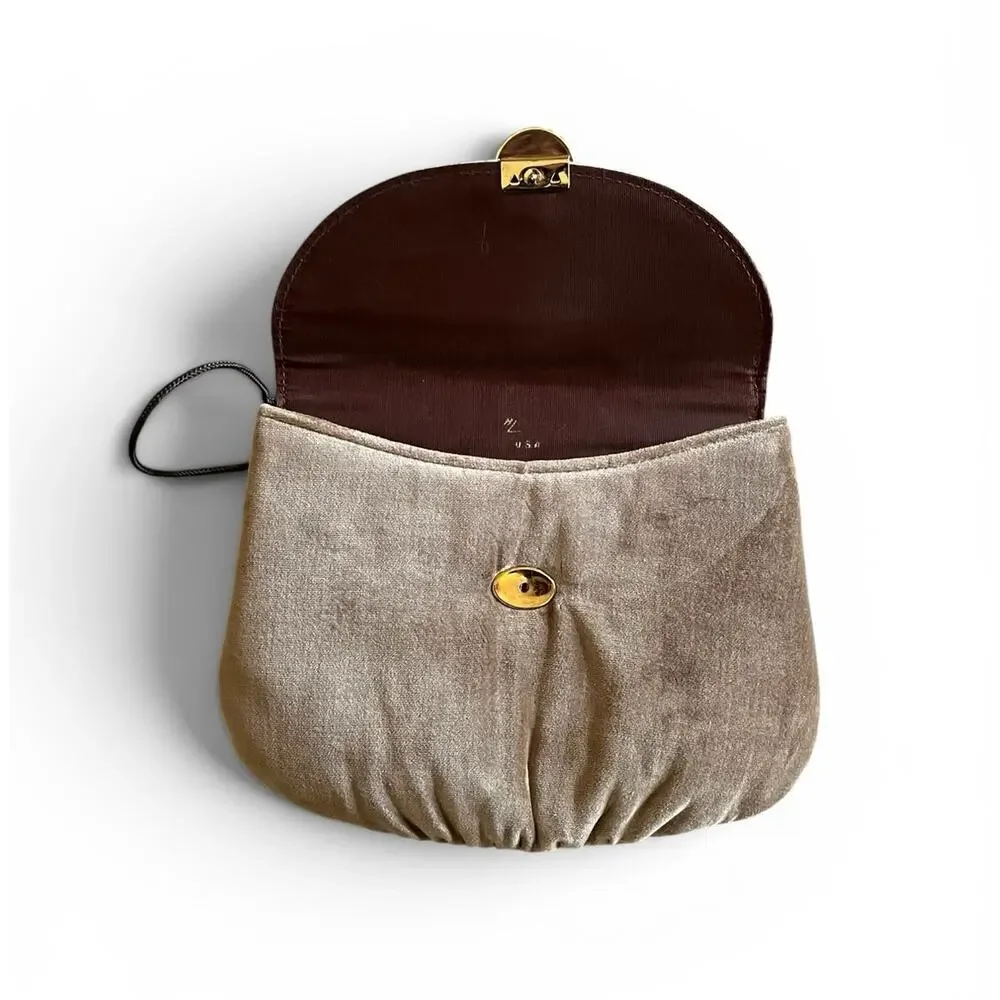 Vintage 1960s HL Harry Levine Small Brown Velvet Handbag Clutch